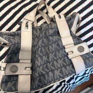 Michael Kors (vintage) blue denim and white leather  Bag